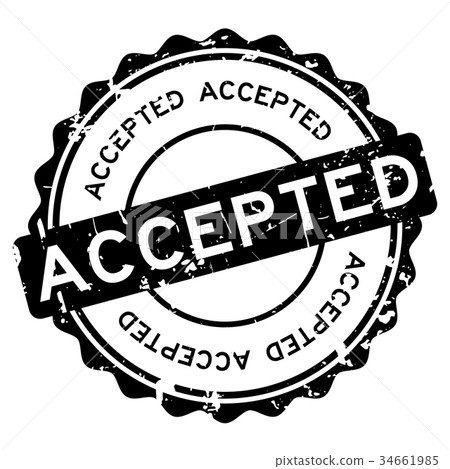 Grunge black accepted round rubber seal stamp Grunge black accepted round rubber seal stamp 34661985