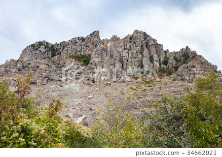 weathered rocks of Demerdzhi Mountain in park weathered rocks of Demerdzhi Mountain in park 34662021