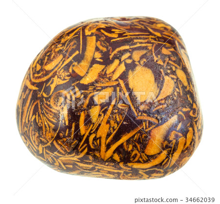 tumbled Mariam Stone gemstone isolated on white 34662039