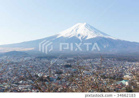 Fuji mountain view from Fujiyoshida city morning 34662183