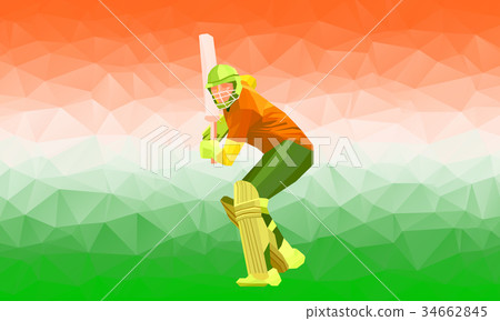 Abstract cricket player polygonal low poly 34662845