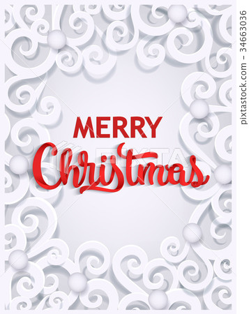Merry Christmas paper cut greeting card template Merry Christmas paper cut greeting card template 34663036
