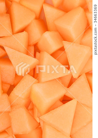 slice of japanese melons, orange melon  34663369