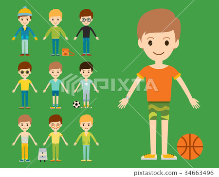Group of young kid portrait friendship man 34663496