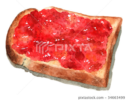 Yamagata food bread jam toast painted by watercolor 34663499