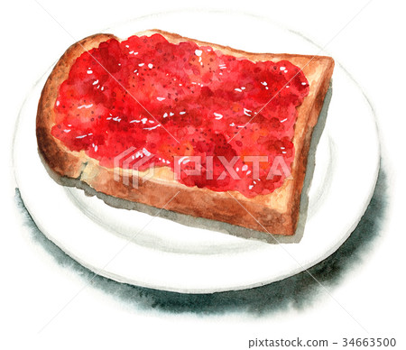 山形食物麵包果醬多士由水彩繪了 34663500