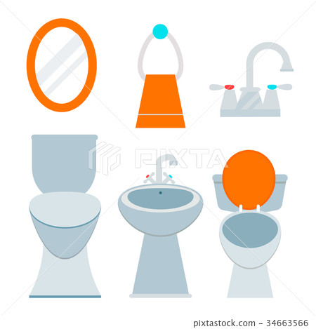 Bath equipment icon toilet bowl bathroom clean Bath equipment icon toilet bowl bathroom clean 34663566