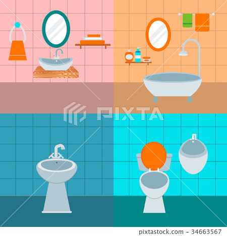 Bath equipment icon toilet bowl bathroom clean Bath equipment icon toilet bowl bathroom clean 34663567