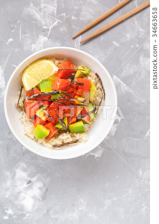 Hawaiian fish poke bowl Hawaiian fish poke bowl 34663658