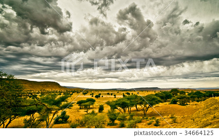 Dramatic landscape of African savannah in Morocco 34664125