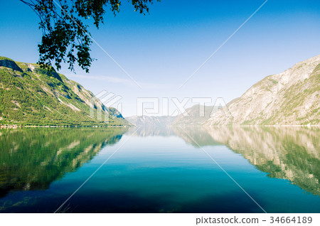 Sognefjord fjord landscape in Norway Sognefjord fjord landscape in Norway 34664189