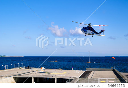 Helicopter starting from helipad By Tallinn 34664253