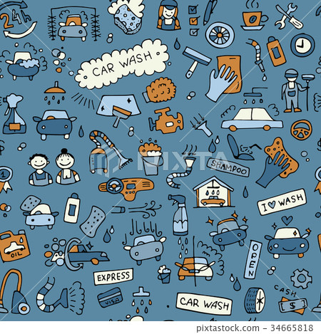 Car washing, seamless pattern for your design Car washing, seamless pattern for your design 34665818
