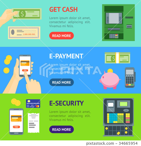 Cartoon Payment Banner Horizontal Set. Vector-插圖素材 [34665954] - PIXTA圖庫