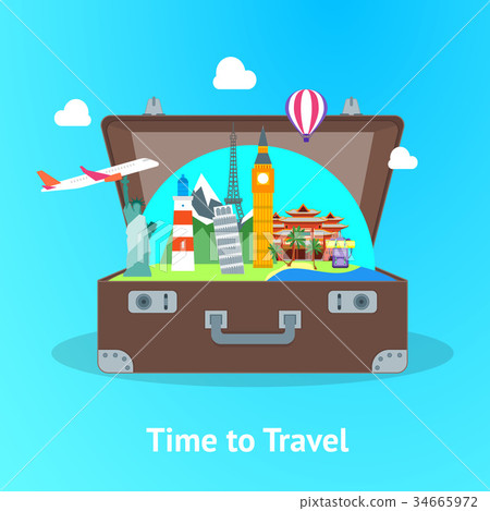 Travel Concept with Open Suitcase Card Poster 34665972