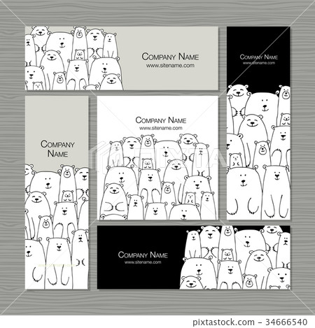 Business cards design, polar bears family Business cards design, polar bears family 34666540