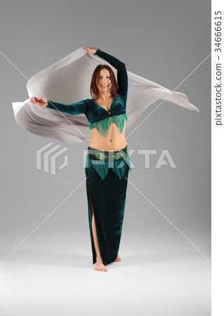 belly dancer dancing in Arabic costume  34666615