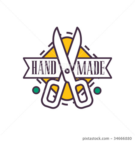 Handmade logo template, retro needlework craft - Stock Illustration ...