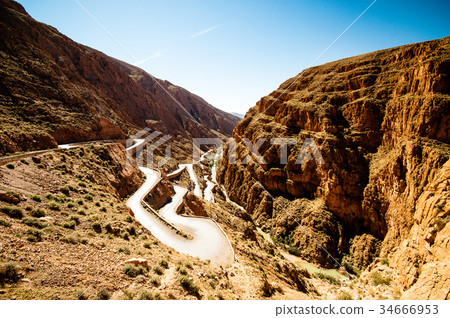 Serpentine street by Dades valley in Morocco Serpentine street by Dades valley in Morocco 34666953