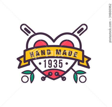 Handmade colorful logo template, since 1935, retro 34666962
