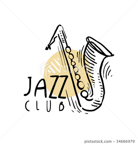 Jazz club logo design, vintage music label with - Stock Illustration  [34666979] - PIXTA