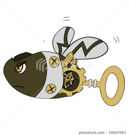 Cartoon clip art illustration of a robot wasp or Cartoon clip art illustration of a robot wasp or 34667063