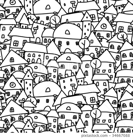 City sketch, seamless pattern for your design 34667088