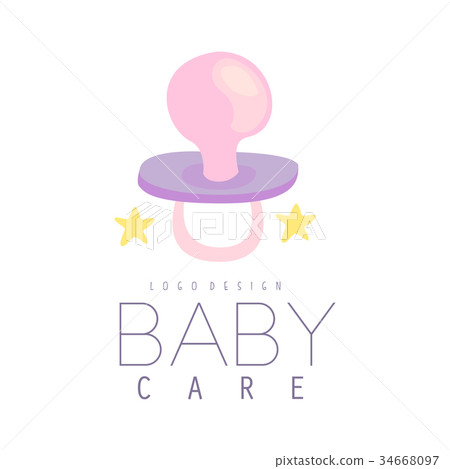 Baby care logo design, emblem with baby pacifier 34668097