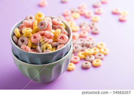 Colorful cereal rings. Colorful cereal rings. 34668267