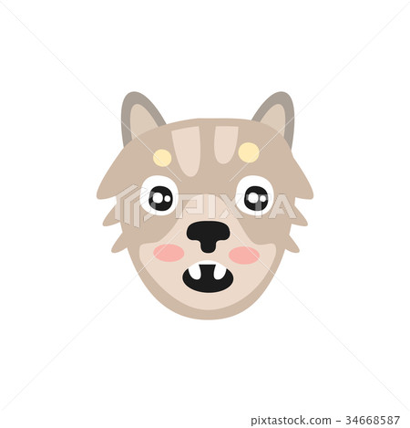 Cute grey dog head, funny cartoon animal character 34668587
