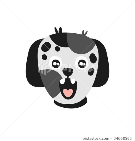 Cute spotted puppy head, funny cartoon animal 34668593