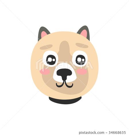 Cute dog face, funny cartoon animal character 34668635