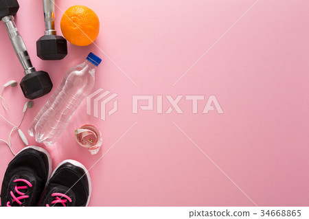 Fitness background, sport equipment, copy space 34668865