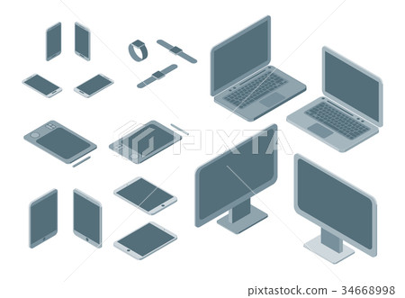 Technology Devices Set Isometric View. Vector Technology Devices Set Isometric View. Vector 34668998