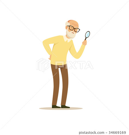 Old Male Character Weak Eyesight Colourful Toon Old Male Character Weak Eyesight Colourful Toon 34669169