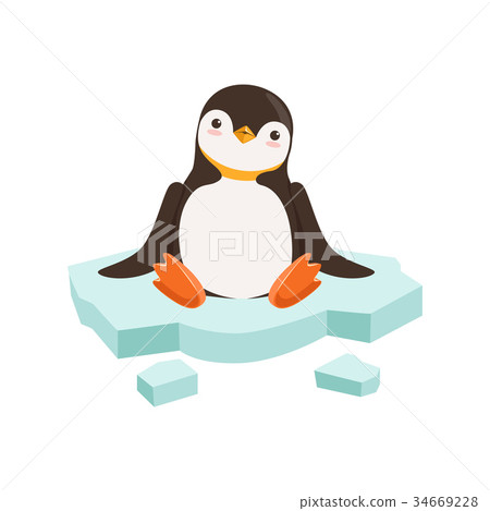 vector Cute Funny Penguin Character Is Sitting On vector Cute Funny Penguin Character Is Sitting On 34669228