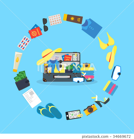 Cartoon Travel Suitcase. Vector Cartoon Travel Suitcase. Vector 34669672