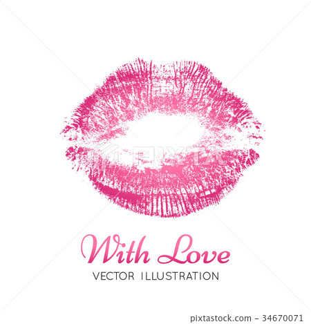 A bright pink imprint of the lips. 34670071