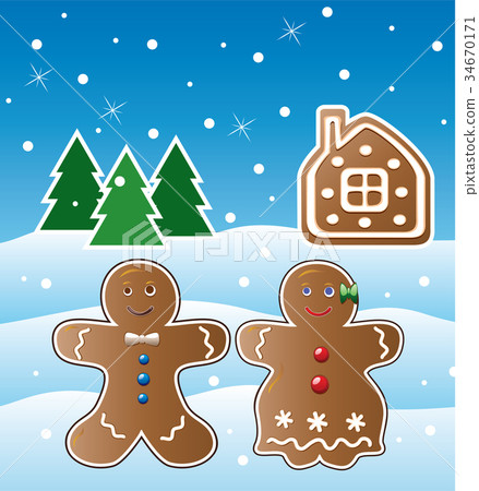 vector holiday illustration of gingerbread cookies vector holiday illustration of gingerbread cookies 34670171