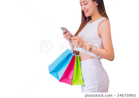 Woman with shopping bags. 34670968