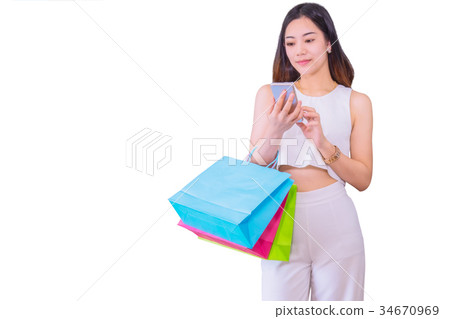 Woman with shopping bags. 34670969