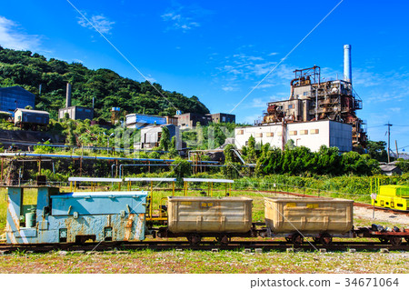 Waste power plant and coal mine trace Ikeshima coal mine trace Nagasaki 34671064