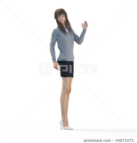 A woman with beautiful legs to pose perming3DCG Illustration material 34671073