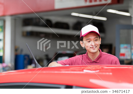 加油站洗車擦去 34671417