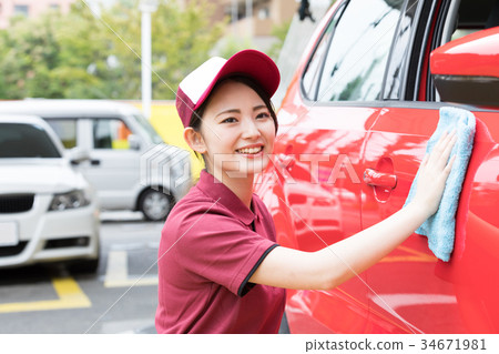 加油站洗車擦去 34671981