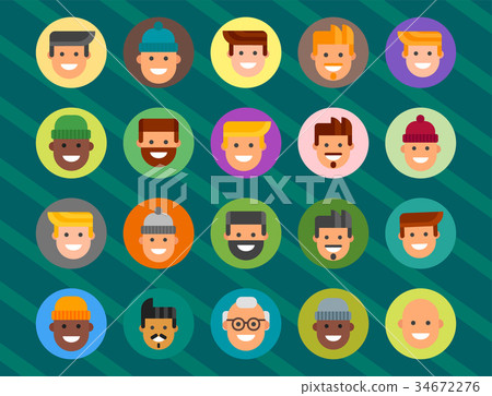 Men head portrait different nationality friendship 34672276