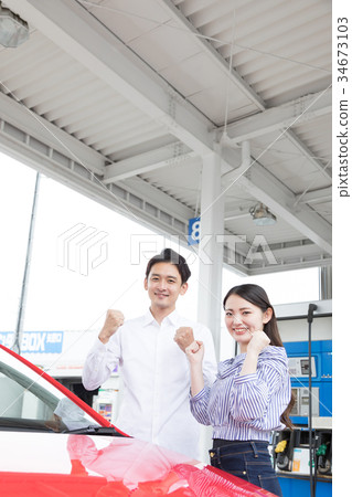 Gas station refueling self person drive car rental 34673103