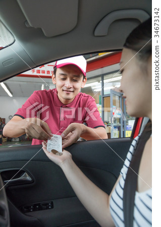 Gas station payment cash tray receipt Gas station payment cash tray receipt 34673142