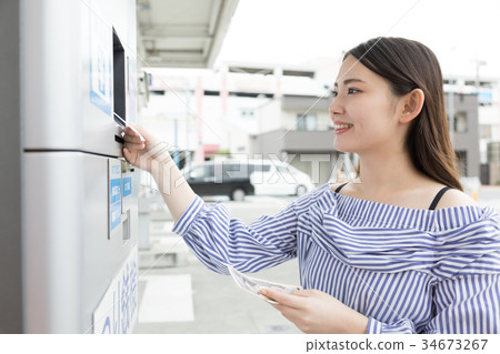 Gas station refueling self person payment 34673267