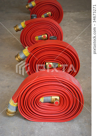 Red hose fire shabby and through use Red hose fire shabby and through use 34673271